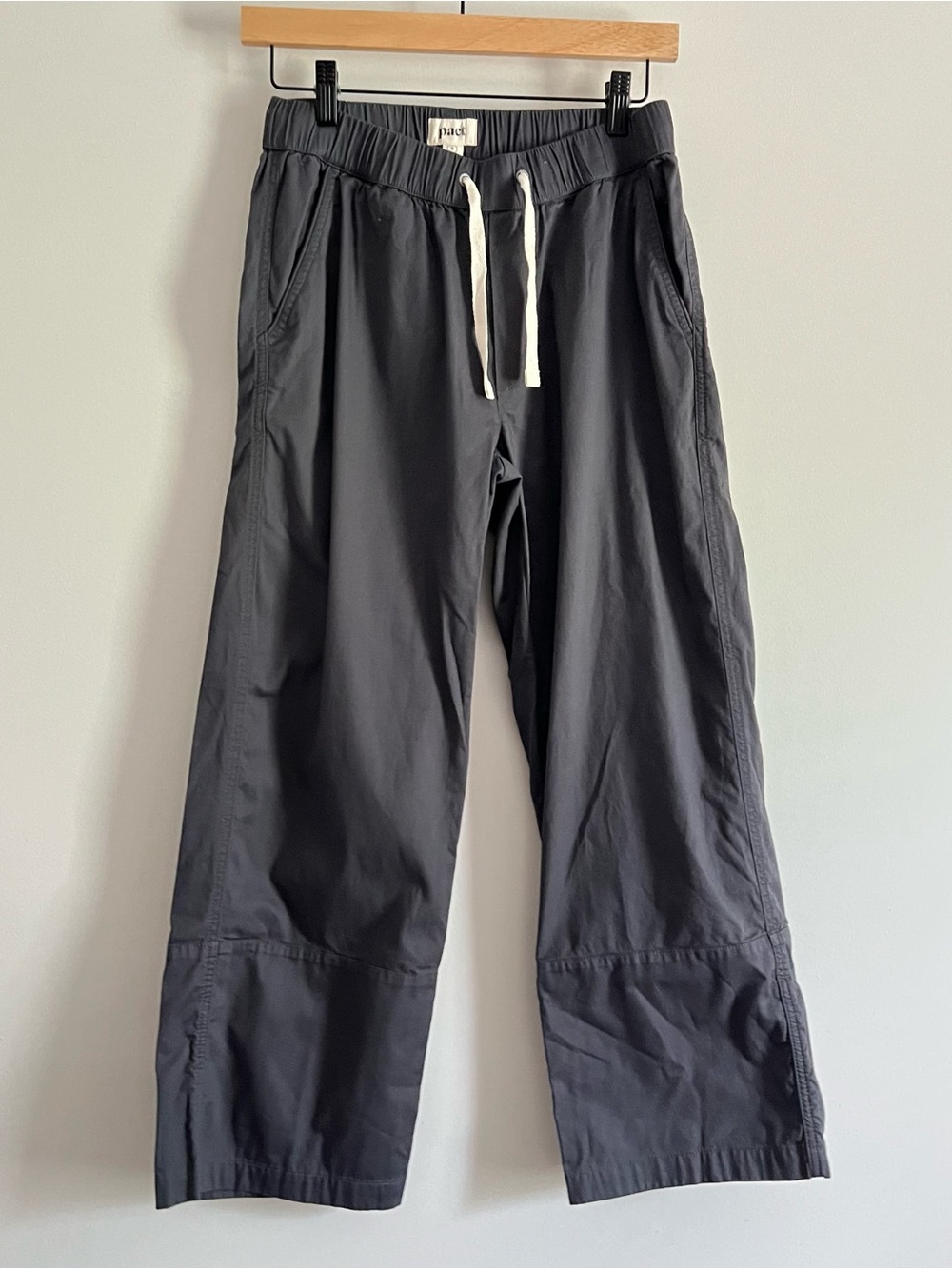 PACT Organic Cotton Stretch Wide Leg Pants Gray Drawstring Size Small - Picture 2 of 6